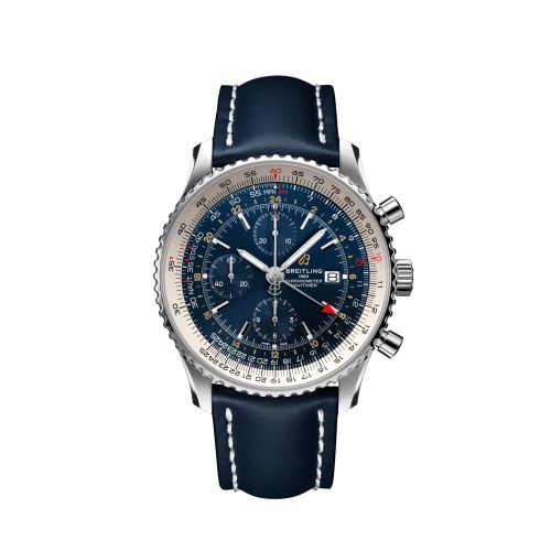 best replica Breitling - A24322121C2X1 Navitimer 1 Chronograph GMT Stainless Steel / Blue / Calf / Pin watch - Click Image to Close