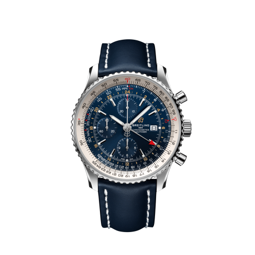 best replica Breitling - A24322121C2X2 Navitimer 1 Chronograph GMT Stainless Steel / Blue / Calf / Folding watch