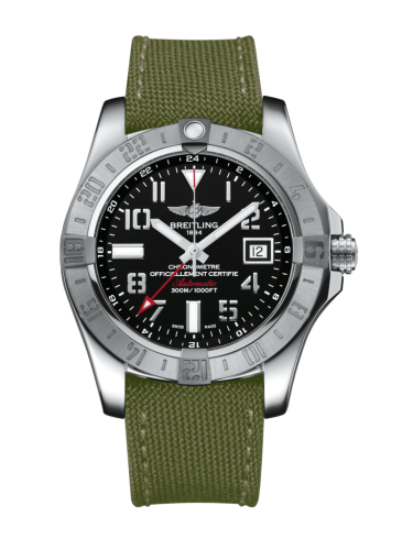 replica Breitling - A3239011/BC34/106W/A20BA.1 Avenger II GMT Stainless Steel / Volcano Black / Military / Pin watch
