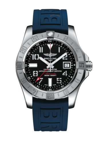 replica Breitling - A3239011/BC34/157S/A20D.2 Avenger II GMT Stainless Steel / Volcano Black / Rubber / Folding watch - Click Image to Close
