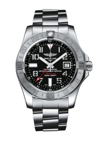 replica Breitling - A32390111B2A1 Avenger II GMT Stainless Steel / Volcano Black / Bracelet watch - Click Image to Close