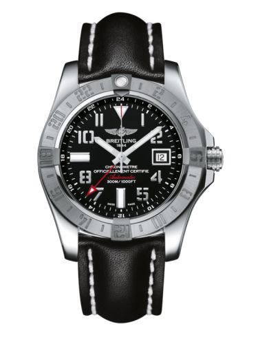 replica Breitling - A3239011.BC34.435X Avenger II GMT Stainless Steel / Volcano Black / Calf watch - Click Image to Close