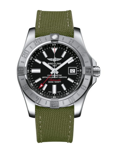 replica Breitling - A3239011/BC35/106W/A20BA.1 Avenger II GMT Stainless Steel / Volcano Black / Military / Pin watch