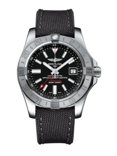 replica Breitling - A32390111B1W1 Avenger II GMT Stainless Steel / Volcano Black / Military / Pin watch - Click Image to Close