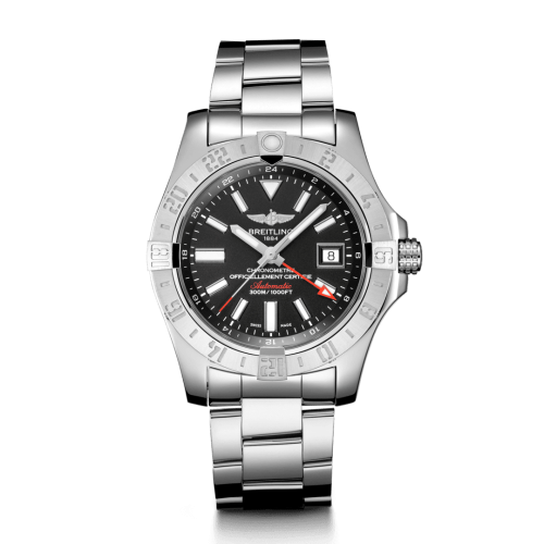 replica Breitling - A32390111B1A1 Avenger II GMT Stainless Steel / Volcano Black / Bracelet watch
