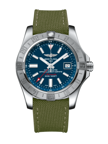 replica Breitling - A3239011/C872/106W/A20BA.1 Avenger II GMT Stainless Steel / Mariner Blue / Military / Pin watch