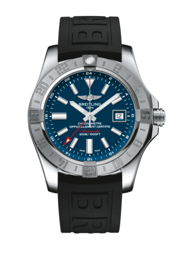 replica Breitling - A3239011/C872/152S/A20S.1 Avenger II GMT Stainless Steel / Mariner Blue / Rubber / Pin watch - Click Image to Close