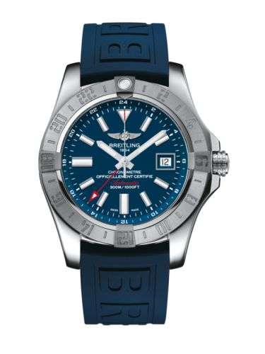replica Breitling - A32390111C1S2 Avenger II GMT Stainless Steel / Mariner Blue / Rubber / Pin watch