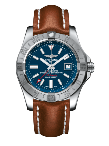 replica Breitling - A3239011/C872/434X/A20D.1 Avenger II GMT Stainless Steel / Mariner Blue / Calf / Folding watch