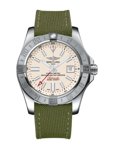 replica Breitling - A3239011/G778/106W/A20BA.1 Avenger II GMT Stainless Steel / Stratus Silver / Military / Pin watch