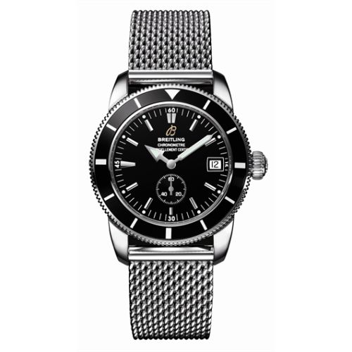 Breitling watch replica - A3732024.B869 Superocean Heritage 38 Stainless Steel / Black / Milanese