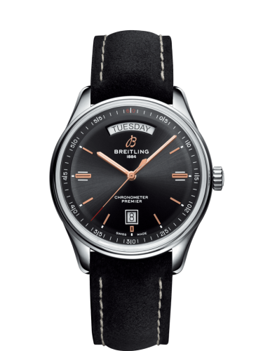 replica Breitling watch - A45340241B1X2 Premier Automatic Day & Date 40 Stainless Steel / Black / Nubuck Black / Folding