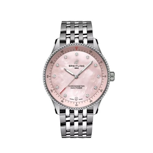best replica Breitling - A77320D91K1A1 Navitimer Quartz 32 Stainless Steel / Pink MOP / Bracelet watch - Click Image to Close