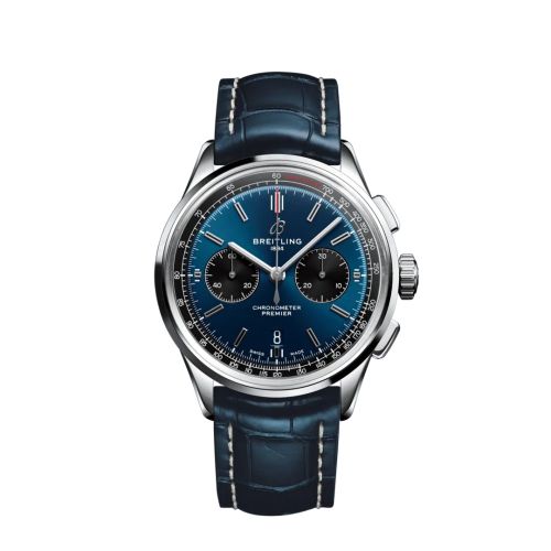 replica Breitling watch - AB0118221C1P1 Premier B01 Chronograph 42 Stainless Steel / Blue / Croco / Folding - Click Image to Close