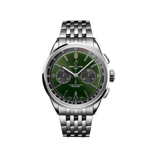replica Breitling watch - AB0118221L1A1 Premier B01 Chronograph 42 Stainless Steel / Green / Bracelet