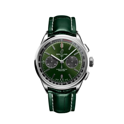 replica Breitling watch - AB0118221L1P1 Premier B01 Chronograph 42 Stainless Steel / Green / Alligator - Folding