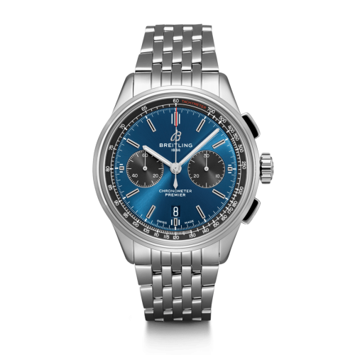replica Breitling watch - AB0118A61C1A1 Premier B01 Chronograph 42 Stainless Steel / Blue / Bracelet - Click Image to Close