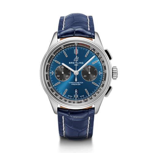replica Breitling watch - AB0118A61C1P2 Premier B01 Chronograph 42 Stainless Steel / Blue / Croco / Pin - Click Image to Close