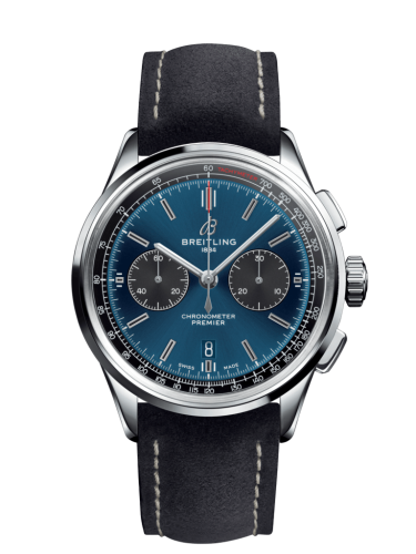replica Breitling watch - AB0118A61C1X2 Premier B01 Chronograph 42 Stainless Steel / Blue / Anthracite Nubuck / Folding - Click Image to Close