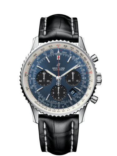 best replica Breitling - AB0121211C1P3 Navitimer 1 B01 Chronograph 43 Stainless Steel / Blue / Croco / Folding watch