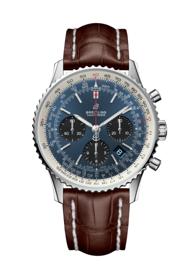 best replica Breitling - AB0121211C1P4 Navitimer 1 B01 Chronograph 43 Stainless Steel / Blue / Croco / Folding watch
