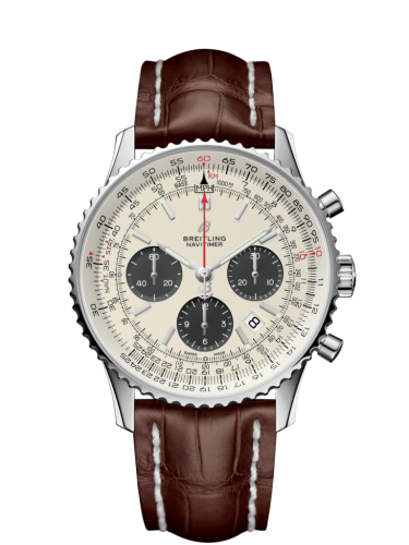 best replica Breitling - AB0121211G1P2 Navitimer 1 B01 Chronograph 43 Stainless Steel / Silver / Croco / Folding watch
