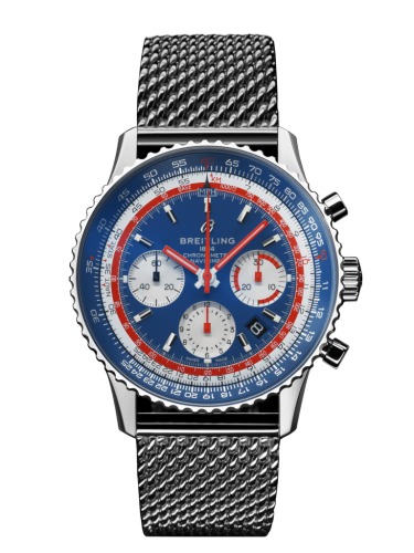 best replica Breitling - AB01212B1C1A1 Navitimer 1 B01 Chronograph 43 Stainless Steel / Airline Editions Pan Am / Mesh watch - Click Image to Close