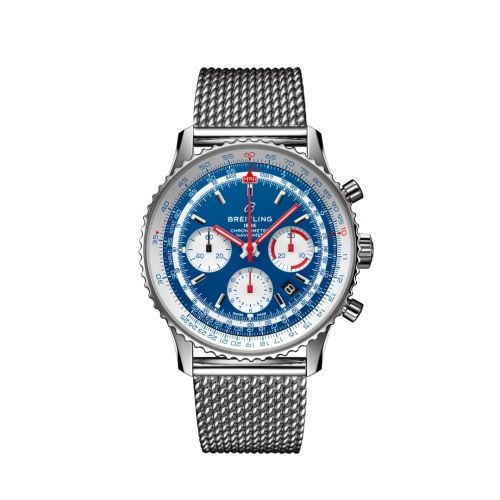 best replica Breitling - AB0121A31C1A1 Navitimer 1 B01 Chronograph 43 Stainless Steel / Airline Editions American Airlines / Mesh watch - Click Image to Close