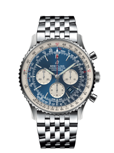 best replica Breitling - AB0127211C1A1 Navitimer 1 B01 Chronograph 46 Stainless Steel / Aurora Blue / Bracelet watch - Click Image to Close