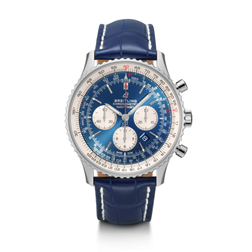 best replica Breitling - AB0127211C1P2 Navitimer 1 B01 Chronograph 46 Stainless Steel / Aurora Blue / Croco / Folding watch