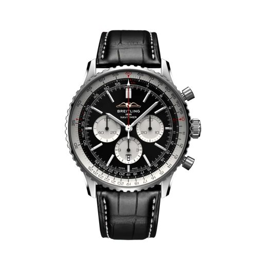 best replica Breitling - AB0137211B1 Navitimer B01 Chronograph 46 Stainless Steel / Black / Alligator - Folding watch
