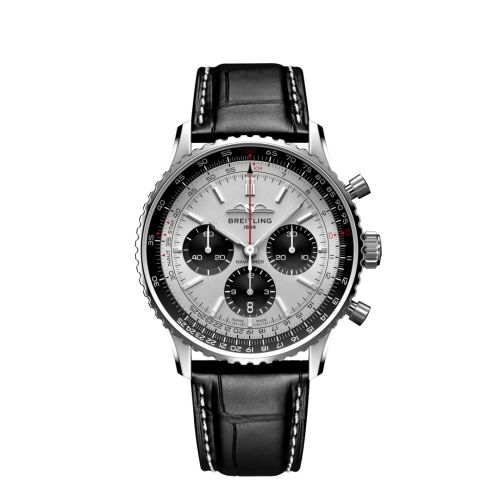 best replica Breitling - AB0138241G1P1 Navitimer B01 Chronograph 43 Stainless Steel / Silver / Alligator - Folding watch