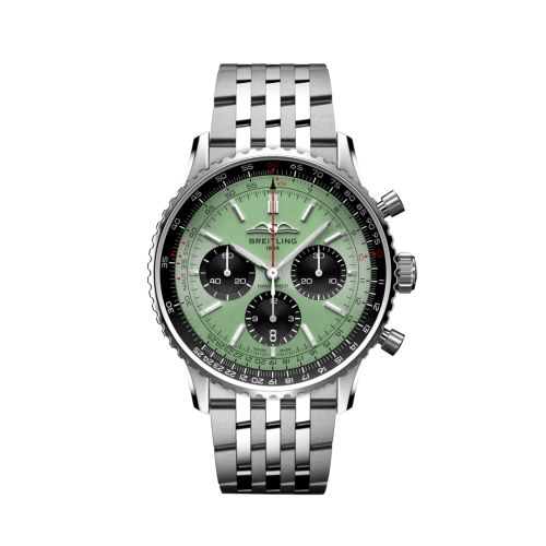 best replica Breitling - AB0138241L1A1 Navitimer B01 Chronograph 43 Stainless Steel / Mint Green / Bracelet watch - Click Image to Close