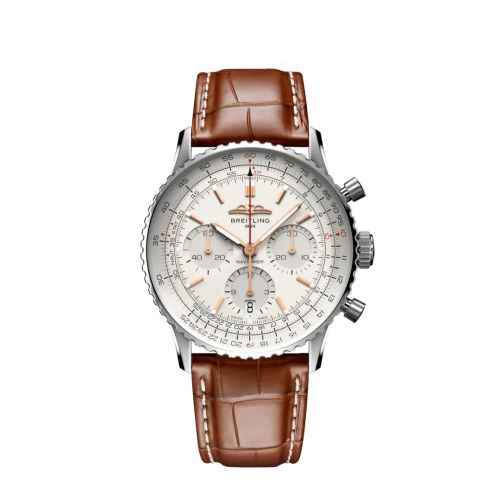 best replica Breitling - AB0139211G1P1 Navitimer B01 Chronograph 41 Stainless Steel / Silver / Alligator - Folding watch