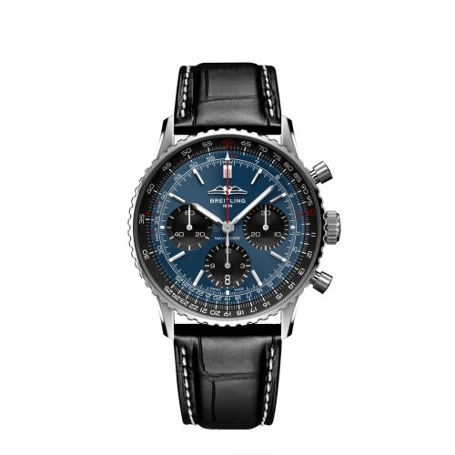 best replica Breitling - AB0139241C1P1 Navitimer B01 Chronograph 41 Stainless Steel / Blue / Alligator - Folding watch