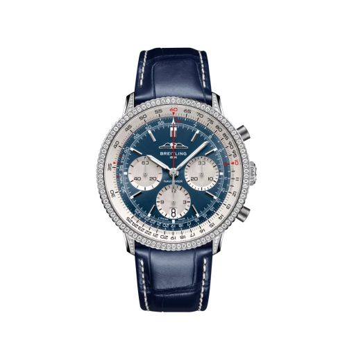 best replica Breitling - AB0139631C1P1 Navitimer B01 Chronograph 41 Stainless Steel - Diamond / Blue / Alligator watch - Click Image to Close