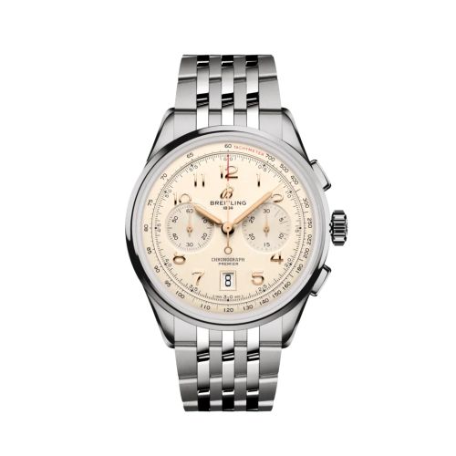 replica Breitling watch - AB0145211G1A1 Premier B01 Chronograph 42 Stainless Steel / Cream / Bracelet