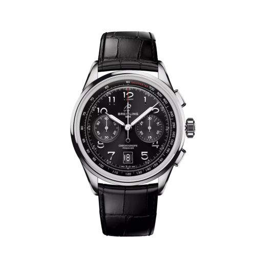 replica Breitling watch - AB0145221B1P2 Premier B01 Chronograph 42 Stainless Steel / Black / Alligator - Matte