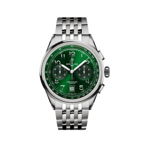 replica Breitling watch - AB0145371L1A1 Premier B01 Chronograph 42 Stainless Steel / Green / Bracelet