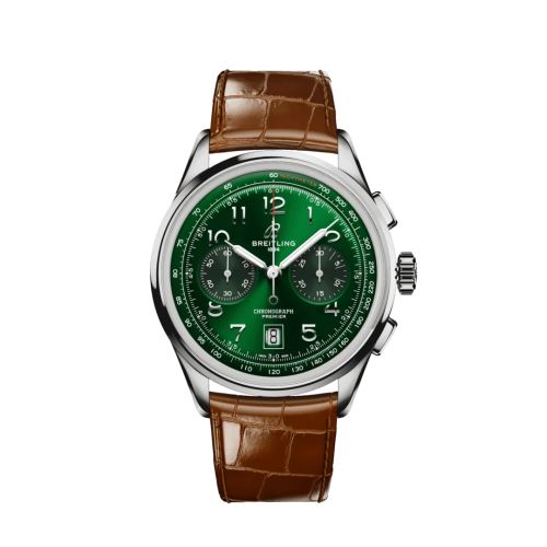 replica Breitling watch - AB0145371L1P1 Premier B01 Chronograph 42 Stainless Steel / Green / Alligator