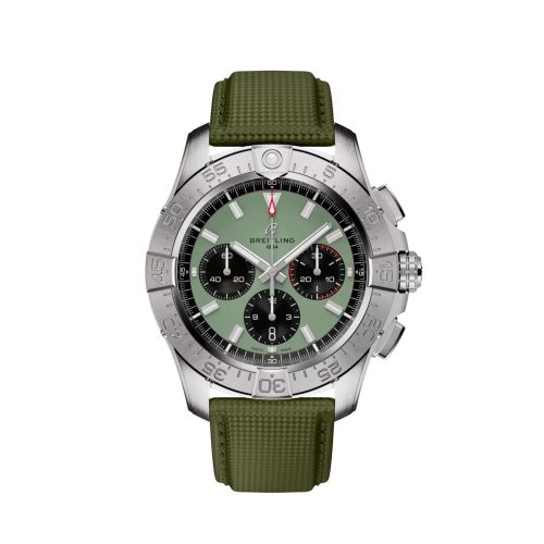 replica Breitling - AB0147101L1X1 Avenger B01 Chronograph 44 Stainless Steel / Green / Strap watch - Click Image to Close