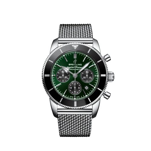 Breitling watch replica - AB01621A1L1A1 Superocean Heritage II B01 Chronograph 44 Stainless Steel / Green / Mesh