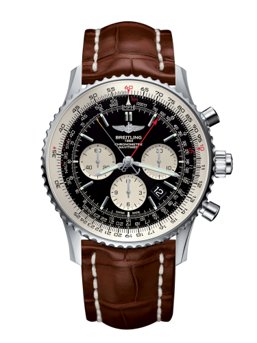 best replica Breitling - AB031021/BF77/754P/A20BA.1 Navitimer Rattrapante Stainless Steel / Black / Croco / Pin watch - Click Image to Close