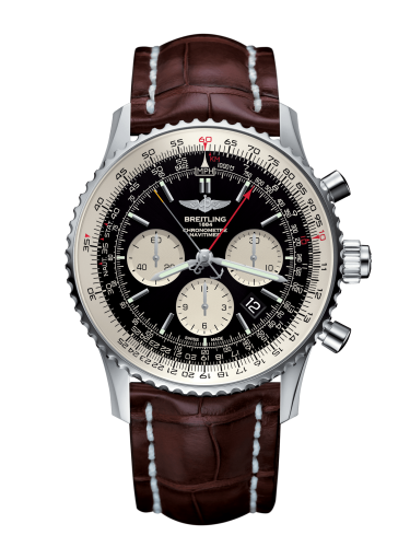 best replica Breitling - AB031021/BF77/756P/A20BA.1 Navitimer Rattrapante Stainless Steel / Black / Croco / Pin watch - Click Image to Close