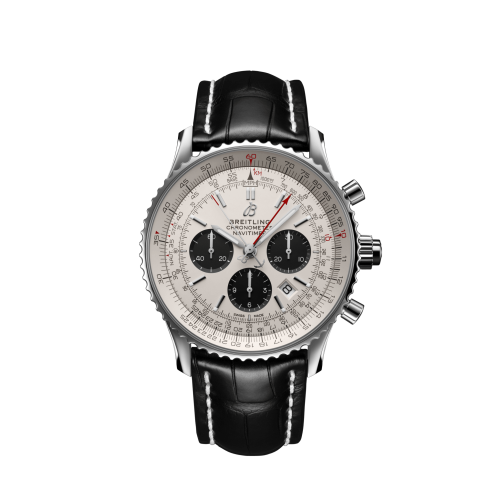 best replica Breitling - AB0310211G1P1 Navitimer Rattrapante Stainless Steel / Silver / Croco / Folding watch