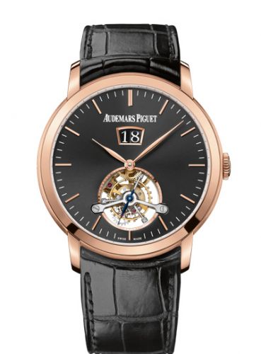 replica Audemars Piguet - 26559OR.OO.D002CR.01 Jules Audemars Tourbillon Grande Date Pink Gold / Black watch