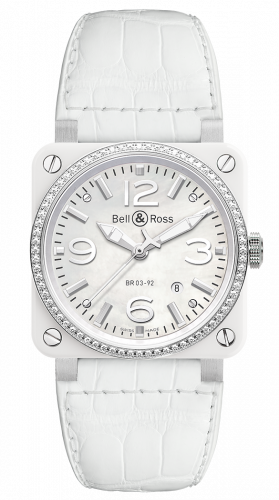 replica Bell & Ross - BR0392-WH-C-D/SCA BR 03 92 White Ceramic / Diamond watch