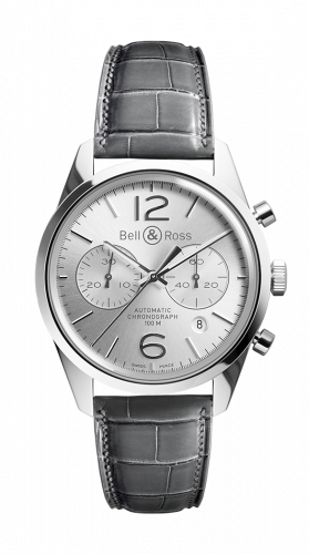 replica Bell & Ross - BRG126-WH-ST/SCR BR 126 Officer Silver Chronograph watch - Click Image to Close
