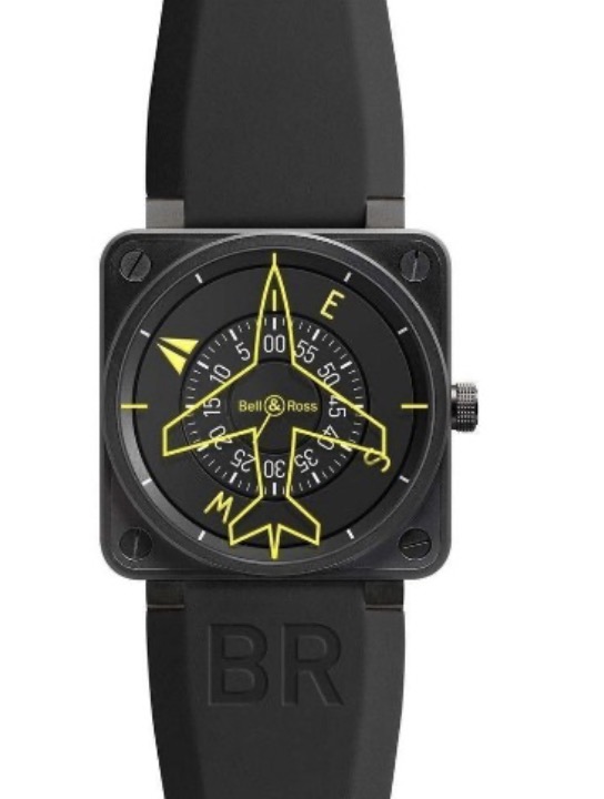 replica Bell & Ross Aviation BR 01-92 Heading Indicator in Steel on Black Rubber Strap with Black Dial BR 01 92 - Click Image to Close
