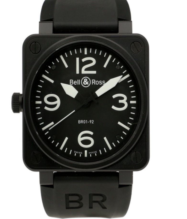 replica Bell & Ross BR 01 92 Destro Left Handed Edition in Steel - Limited Edition on Black Rubber Strap with Black Dial BR01 92DESTRO - Click Image to Close